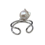 【限定1本】世界にひとつだけのツノ型バロックあこや真珠イヤーカフ|シルバーSV925ロジウムメッキ|7mmパール|一点ものジュエリー