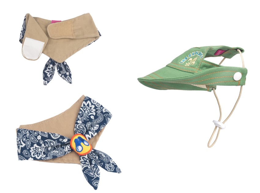 outdoor scarf & hat set 2color / 犬用 帽子 ケープ バンダナ cape スカーフ アクセサリー ドッグウェア ペット用 cap 被り物 お揃い 撮影会 インスタ映え 小型犬 お出かけ キャップハット ban20