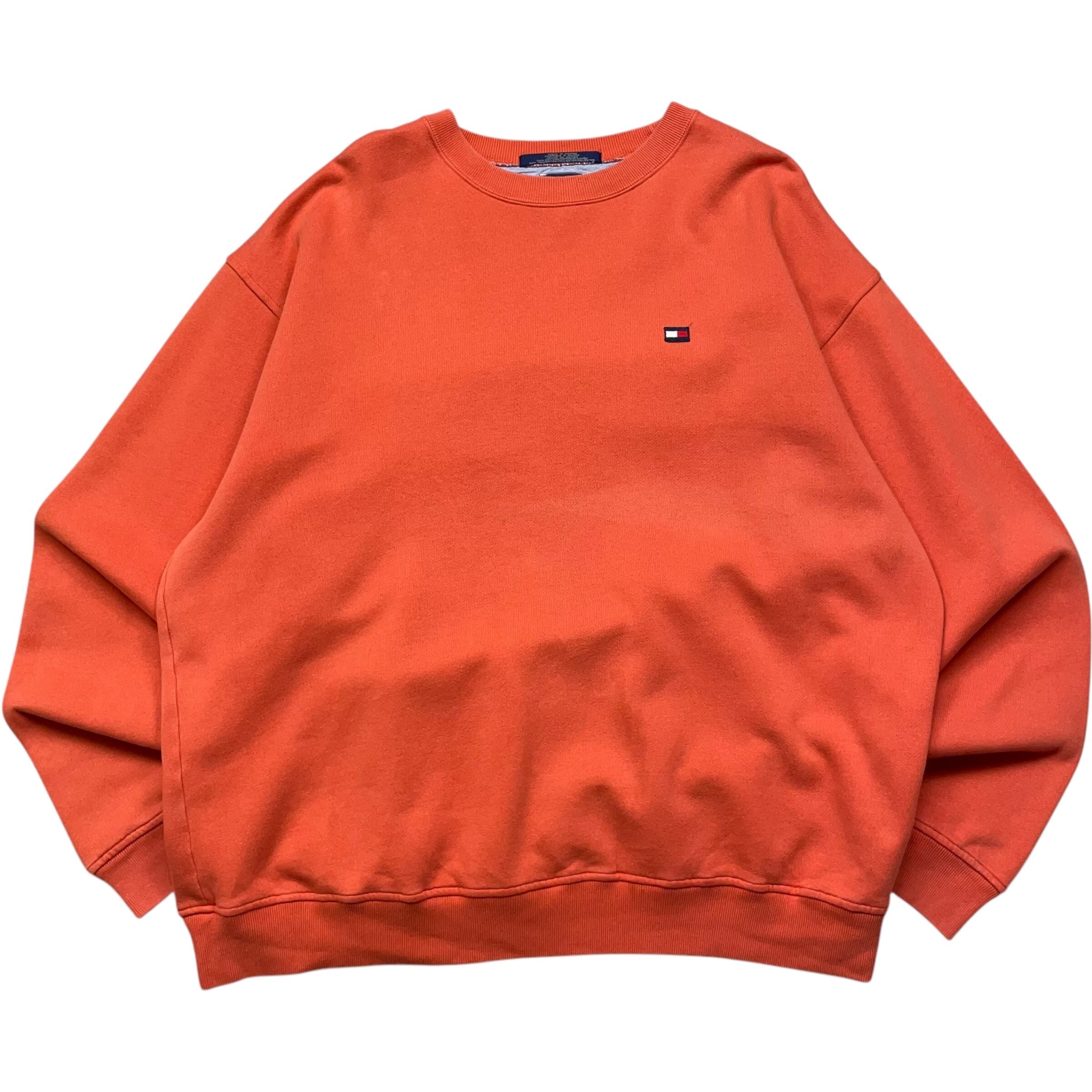 《XL》 TOMMY HILFIGER トミーヒルフィガー スウェット ワンポイント オレンジ 90年代 vintage no.5334