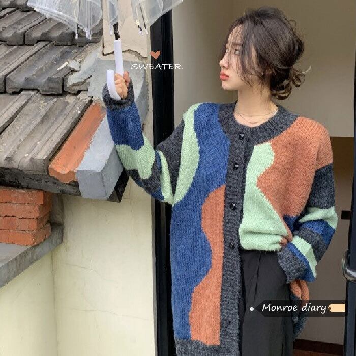 セーター コート スプリングルーズニットトップス 春物 モンロー95859817229