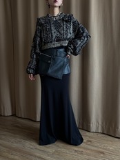 real leather black wrap skirt-5138-1