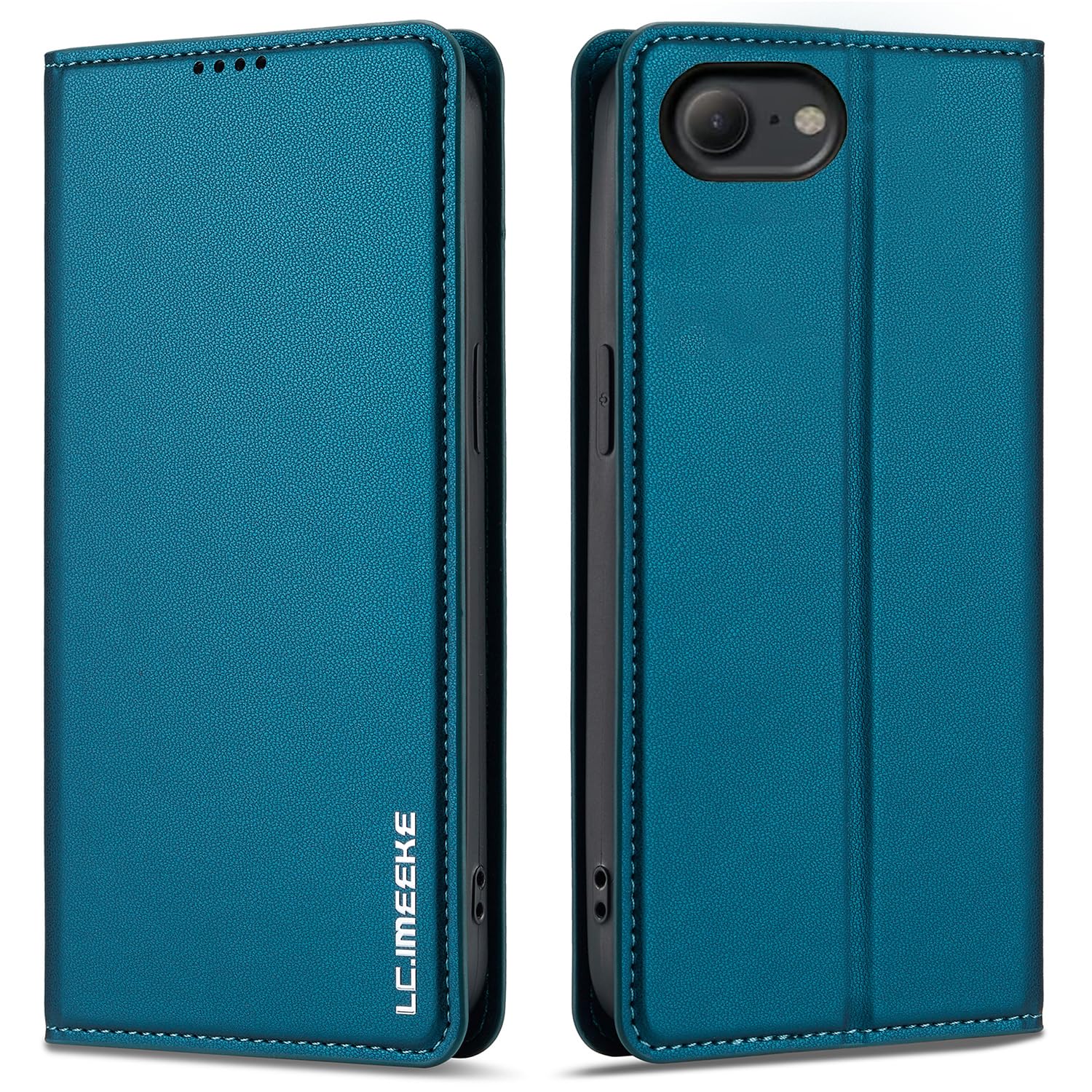 WANWO for iPhone 16E/17E ケース 手帳型 for アイフォン 17E 手帳 ケース 高級PUレザー マグネット式 カード収納 横置きスタンド機能 携帯カバー 肌触り良い 薄型 軽量 防水 耐摩擦シンプル 全面保護 財布型 耐衝撃 上品な ブルー