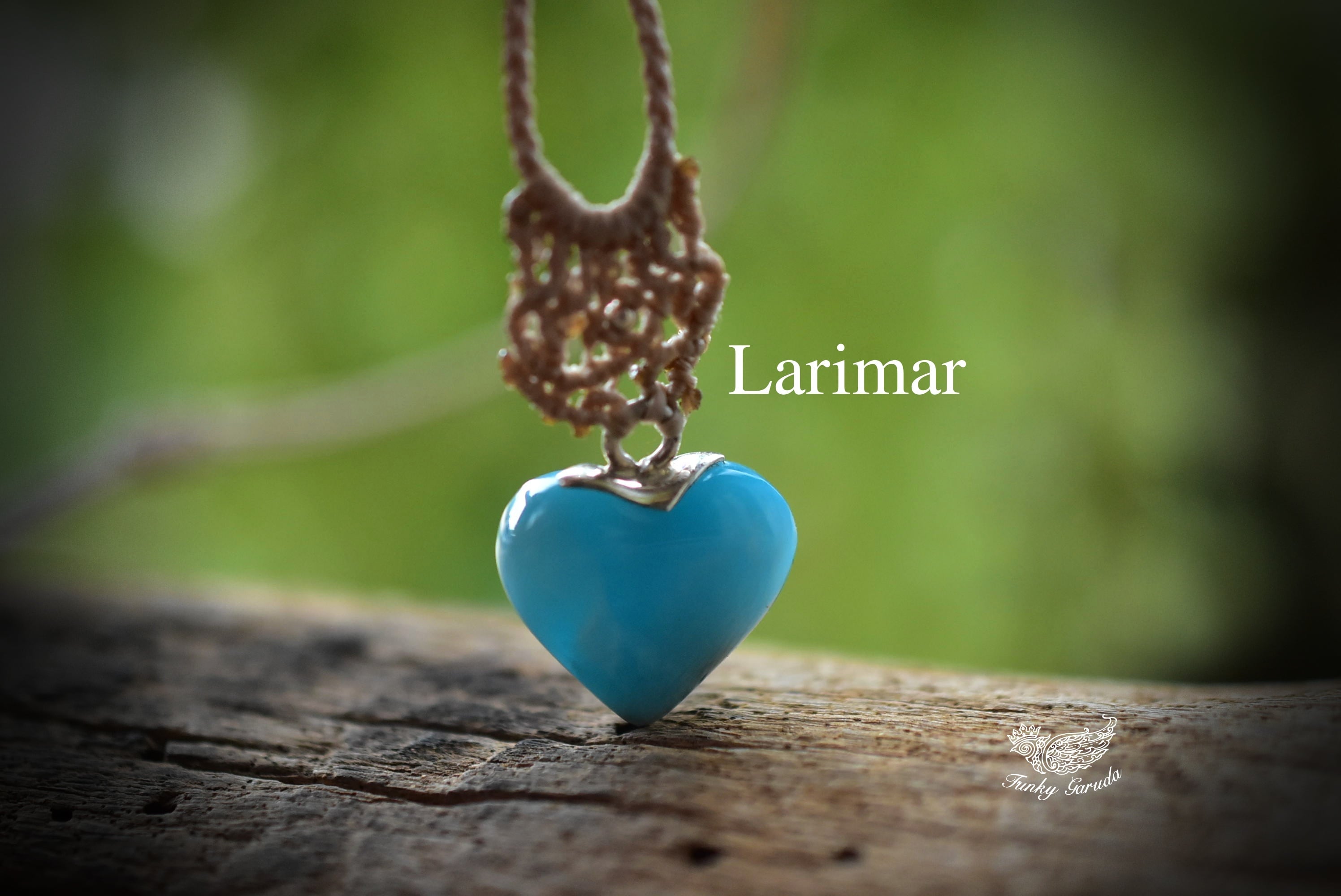 プチハート★高品質ブルー★ラリマー マクラメペンダント 391