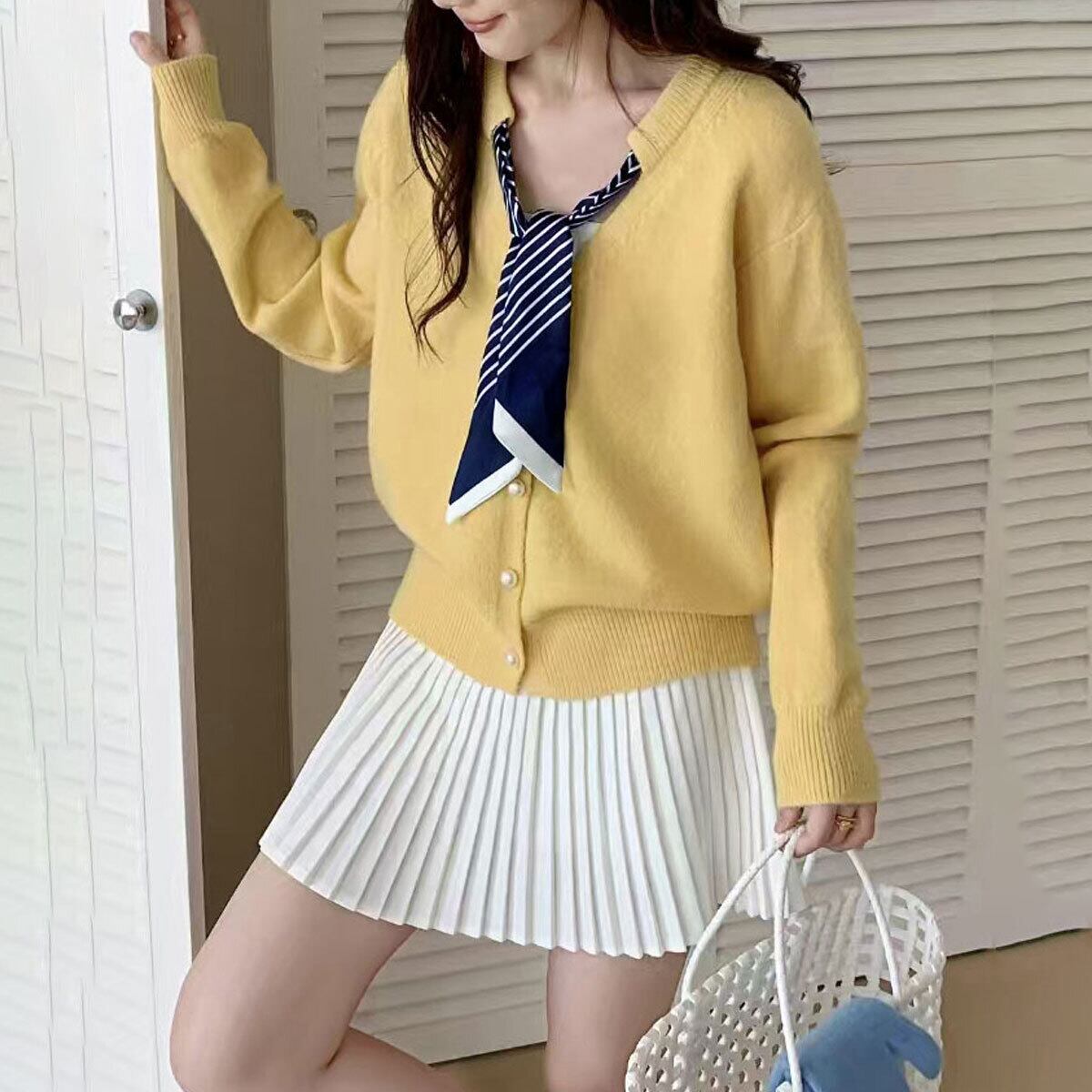 ボウタイ ニット 長袖 レディース 秋冬 韓国 きれいめ 大人 かわいい おしゃれ カジュアル 通勤 OL ビジネス オフィス ゆったり ニットカーディガン 大人可愛い 大人女子