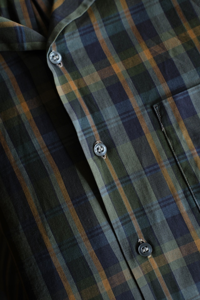 Utah/60-70's "ARROW"cotton check open collar shirt