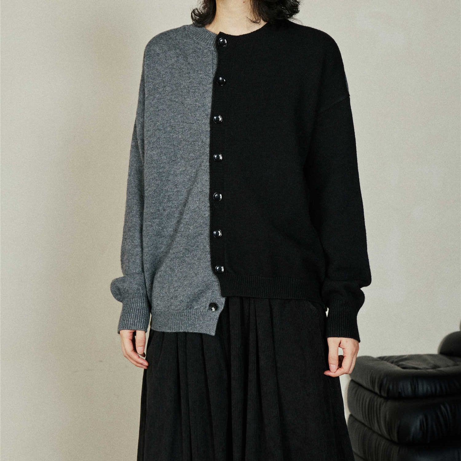 アシンメトリープルオーバーニット カーディガン 10084