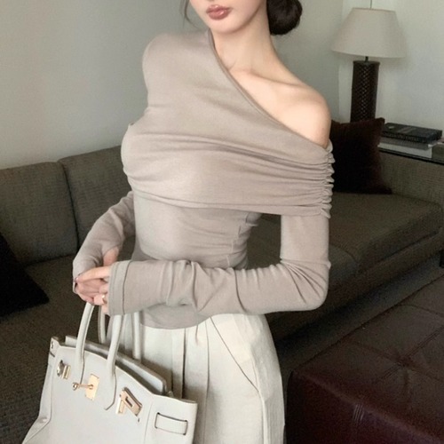 4色／アシメタックショルダートップス ・12161