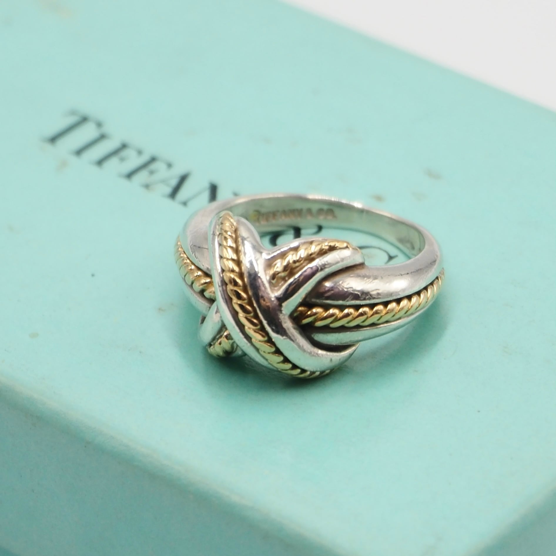2/22掲載 Tiffany&Co. 約9号 シグネチャー リング K18 シルバー925 ティファニー 付属品付き