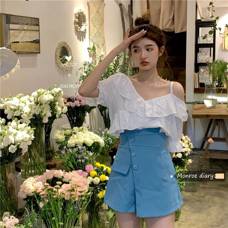 サマーシャツ スカート 大人ガーリー スウィート キュート カジュアル 夏物 モンロー32777567405