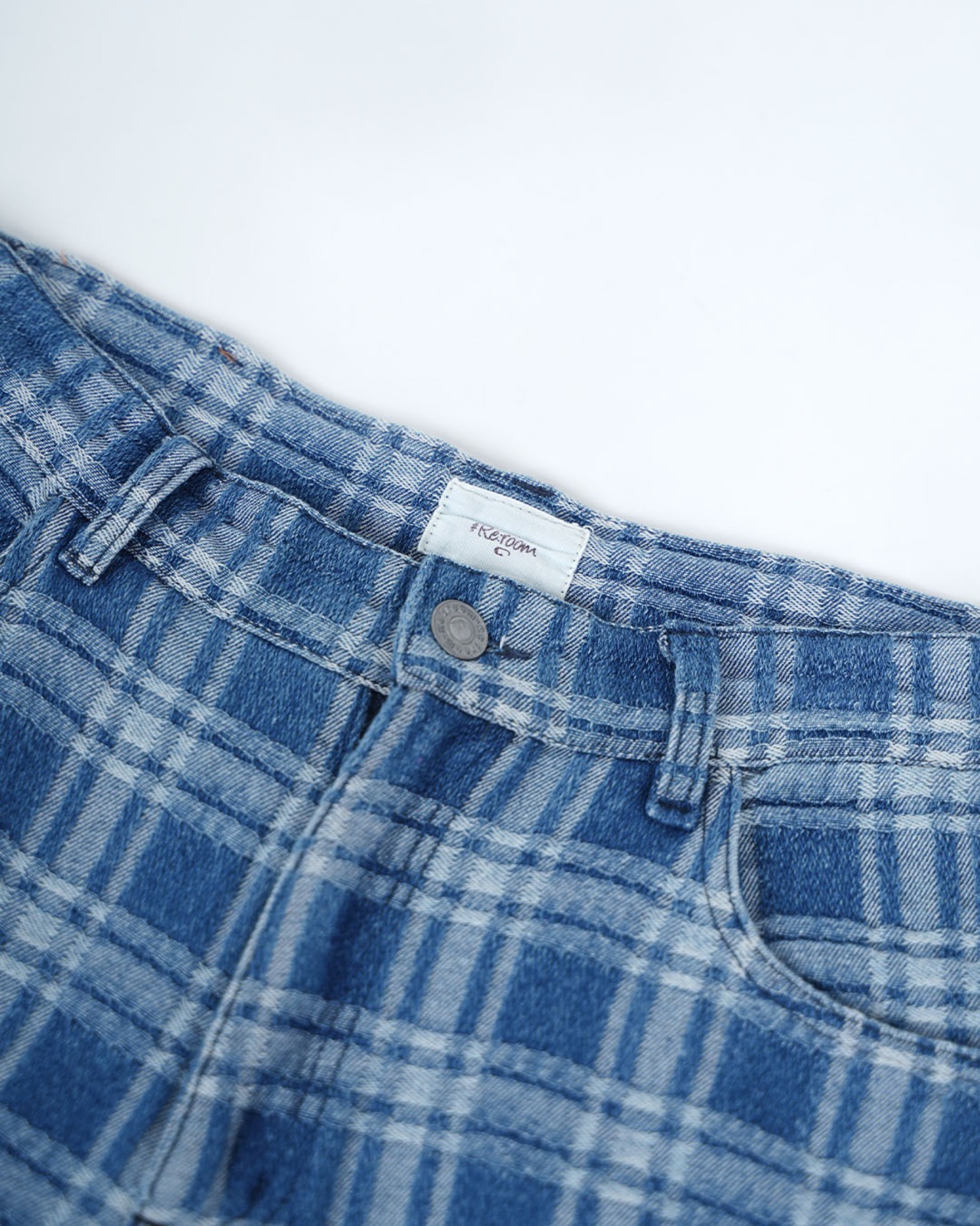 【#Re:room】CHECK DENIM WIDE PANTS［REP331］
