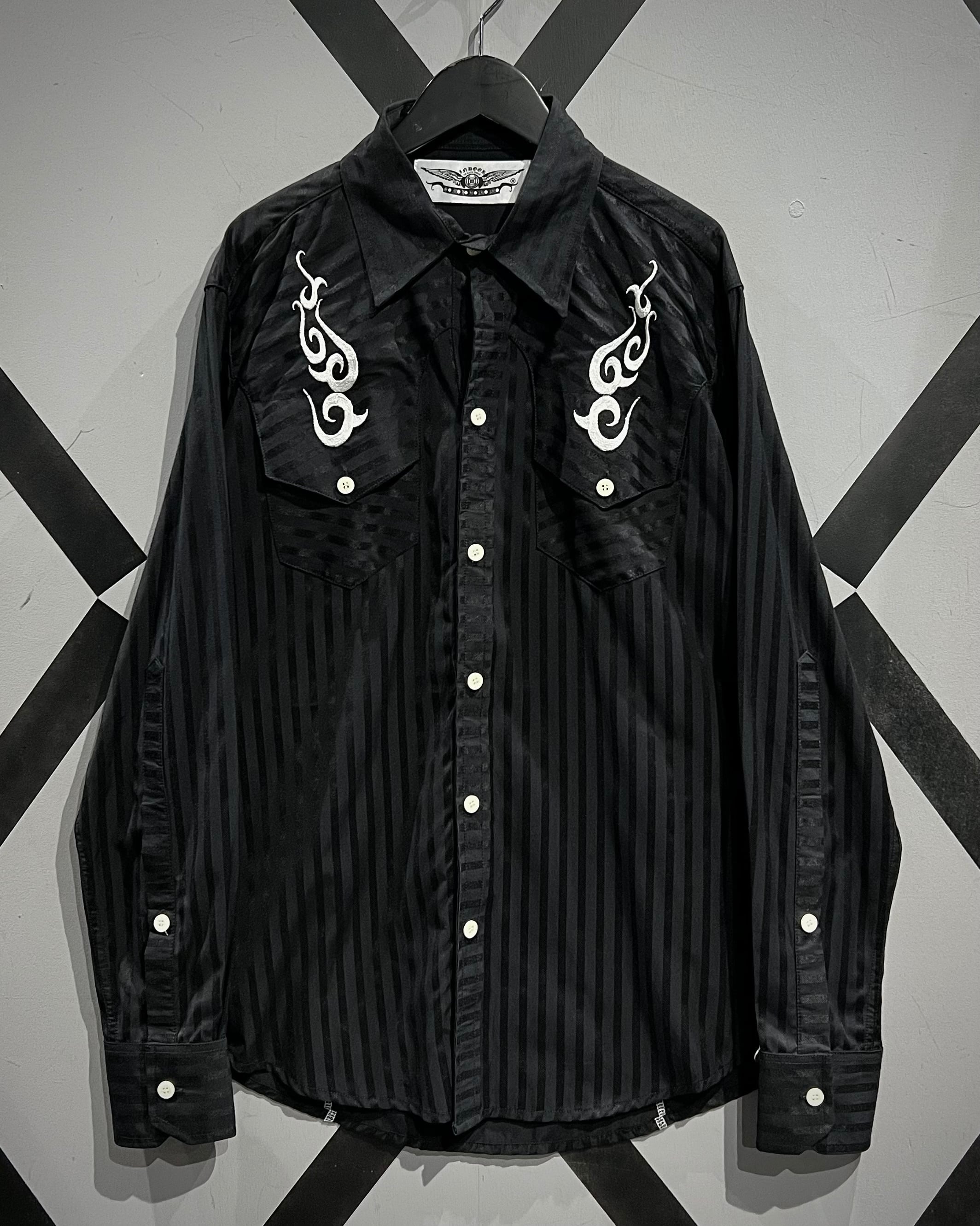 X VINTAGE】Western × Tribal Design Vintage L/S Stripe Shirt | Caka