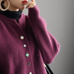 ビジューボタンニットカーディガン A33