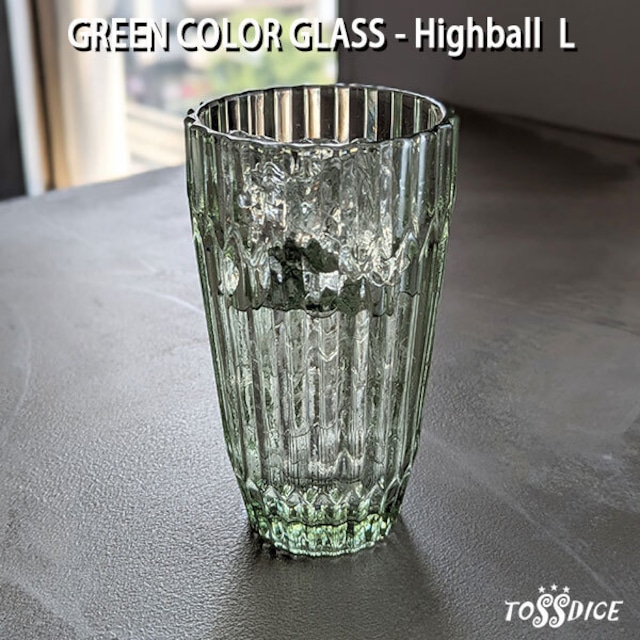GREEN COLOR GLASS Highball L グリーンカラーガラス ハイボール Lサイズ ビンテージ風 BBH TOSSDICE