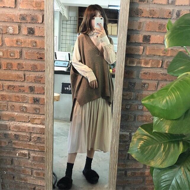 スプリングスタイルシャツ ドレス ニット 春物 1号婦人11160266448