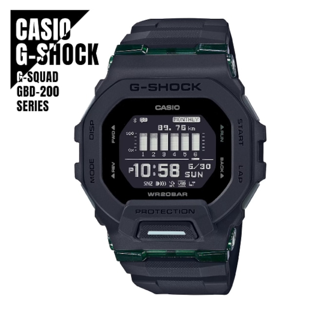 CASIO カシオ G-SHOCK Gショック G-SQUAD Gスクワッド スマートフォンリンク Bluetooth通信 GBD-200UU-1 ブラック 腕時計 メンズ