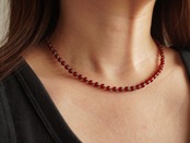 【 WAVE 】red agate × grass beads necklace
