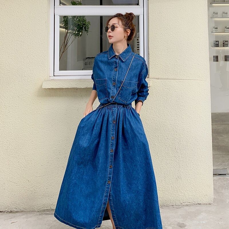 デニムワンピース ワンピース ロングワンピ 長袖 レディース デニムワンピース ワンピース ロングワンピ 長袖 レディース