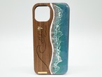 Big wavy/wood×resin lily blue wave case(walnut)