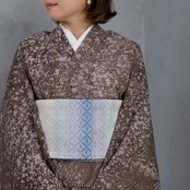 「甘い誘惑とブラウンダイヤモンドの輝き」〜ピーコック崩し柄×ドット〜セオアルファ〜浴衣・夏着物・単衣