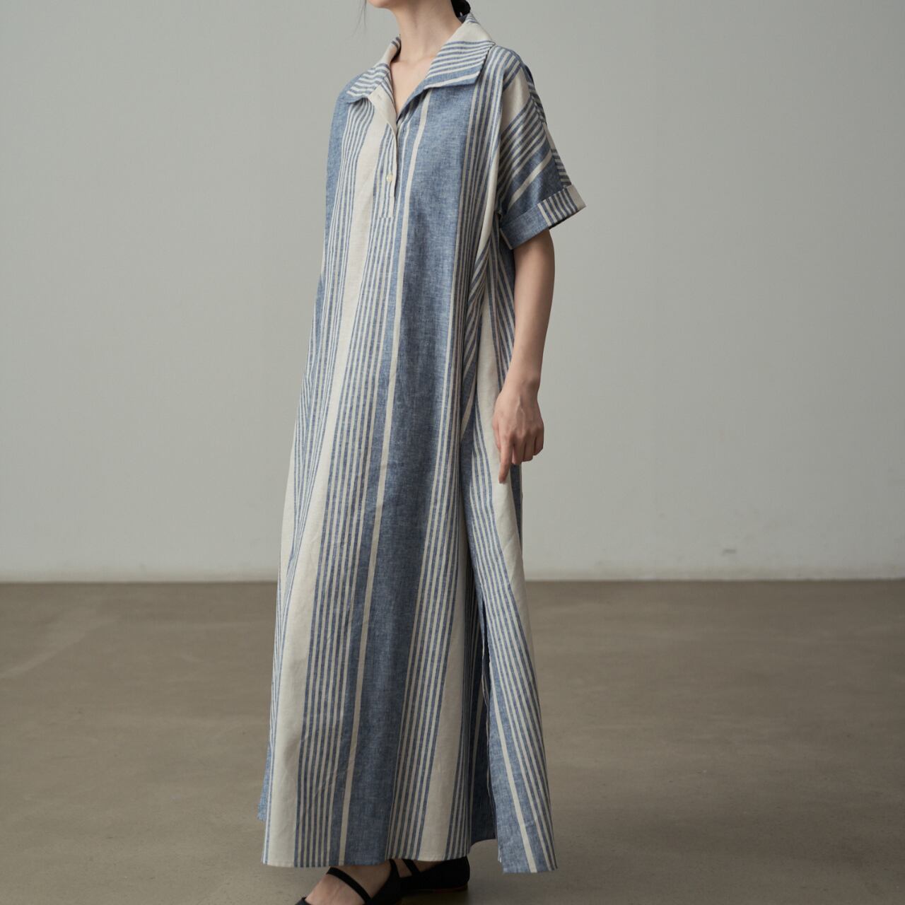 Blue striped shirt dress S1362