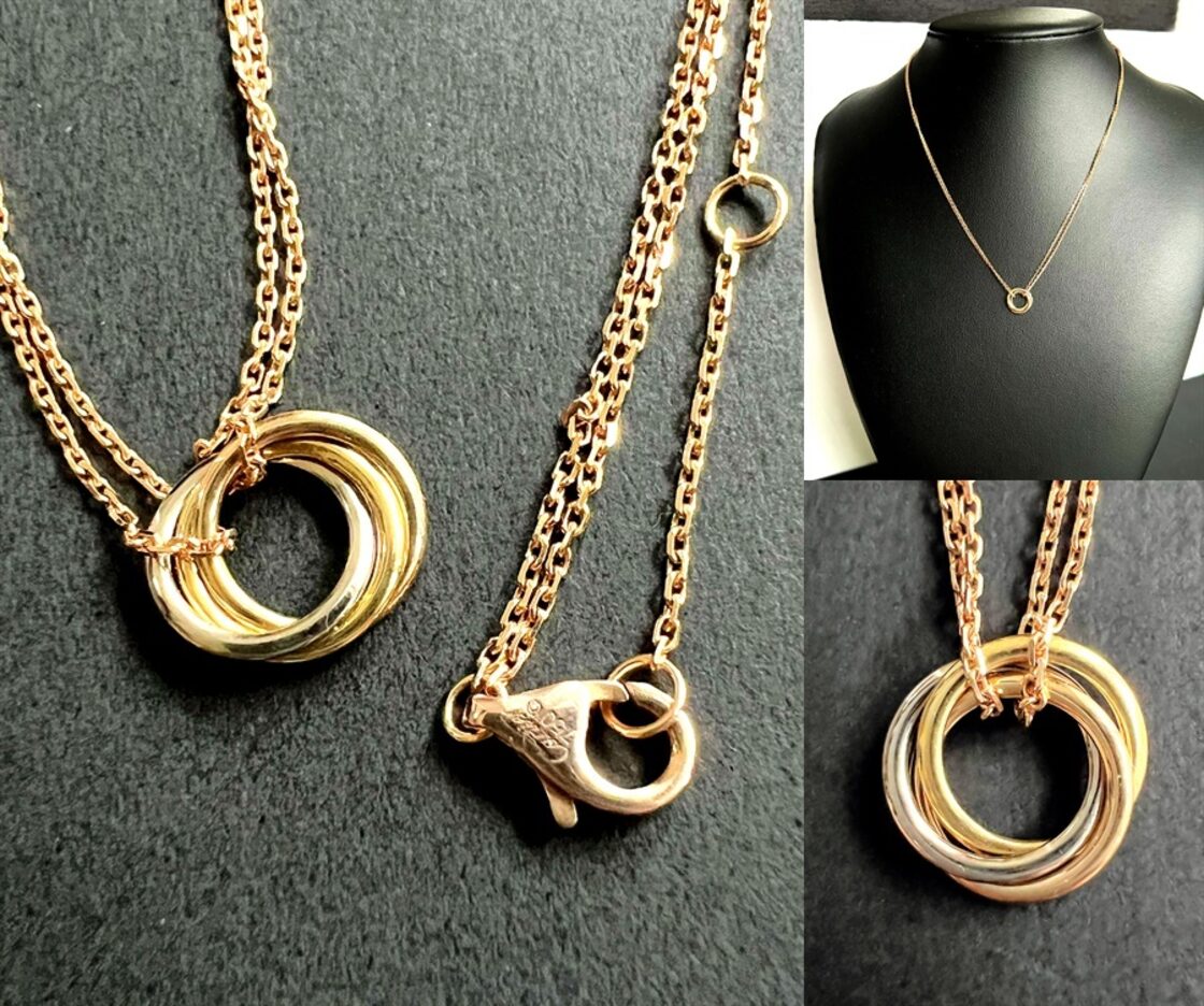 CARTIER カルティエ K18 PG WG YG 3カラー ダブルチェーン トリニティ 