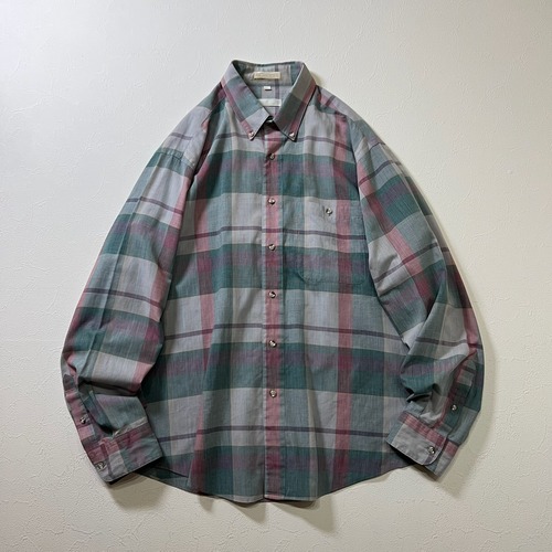 Dior　チェック　BD　長袖シャツ　ディオール　グリーンベース　XL 古着