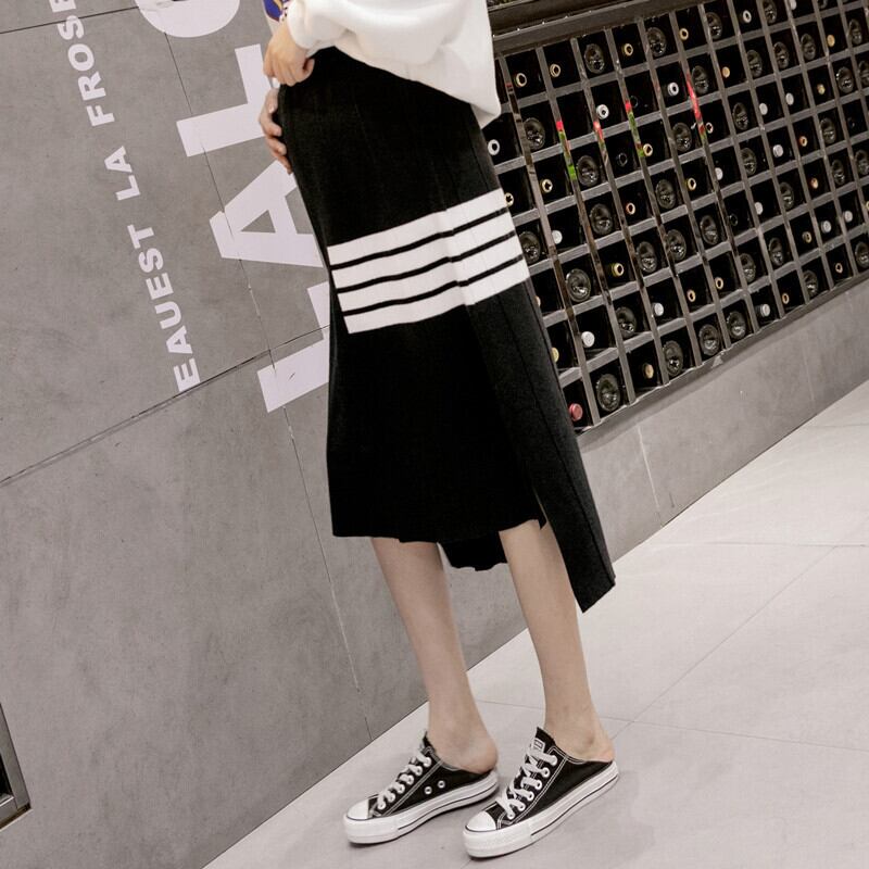 【新作】【送料無料】 マタニティウェア202秋冬の新しいカジュアルストライプイレギュラーヒップスカートスカート、アウターウェア妊娠中のベリーリフトワンステップスカート-アリババ オータム 秋物 ウィンター 冬物 expec259115733473