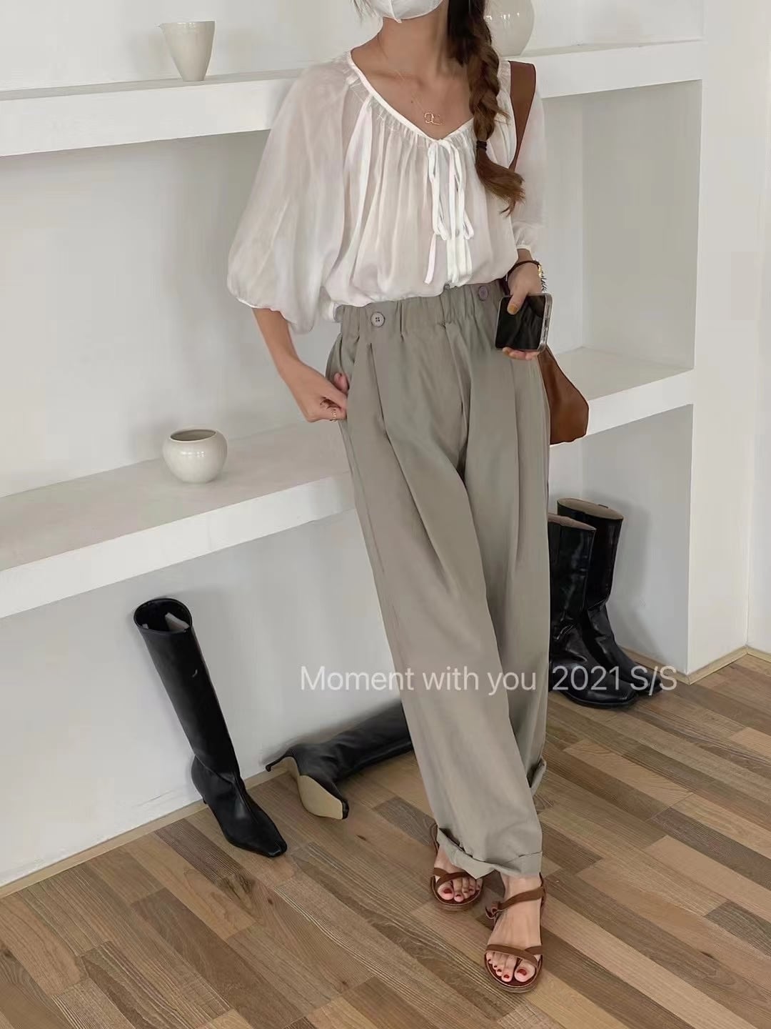 リボンスモックブラウス　AJ2205-720