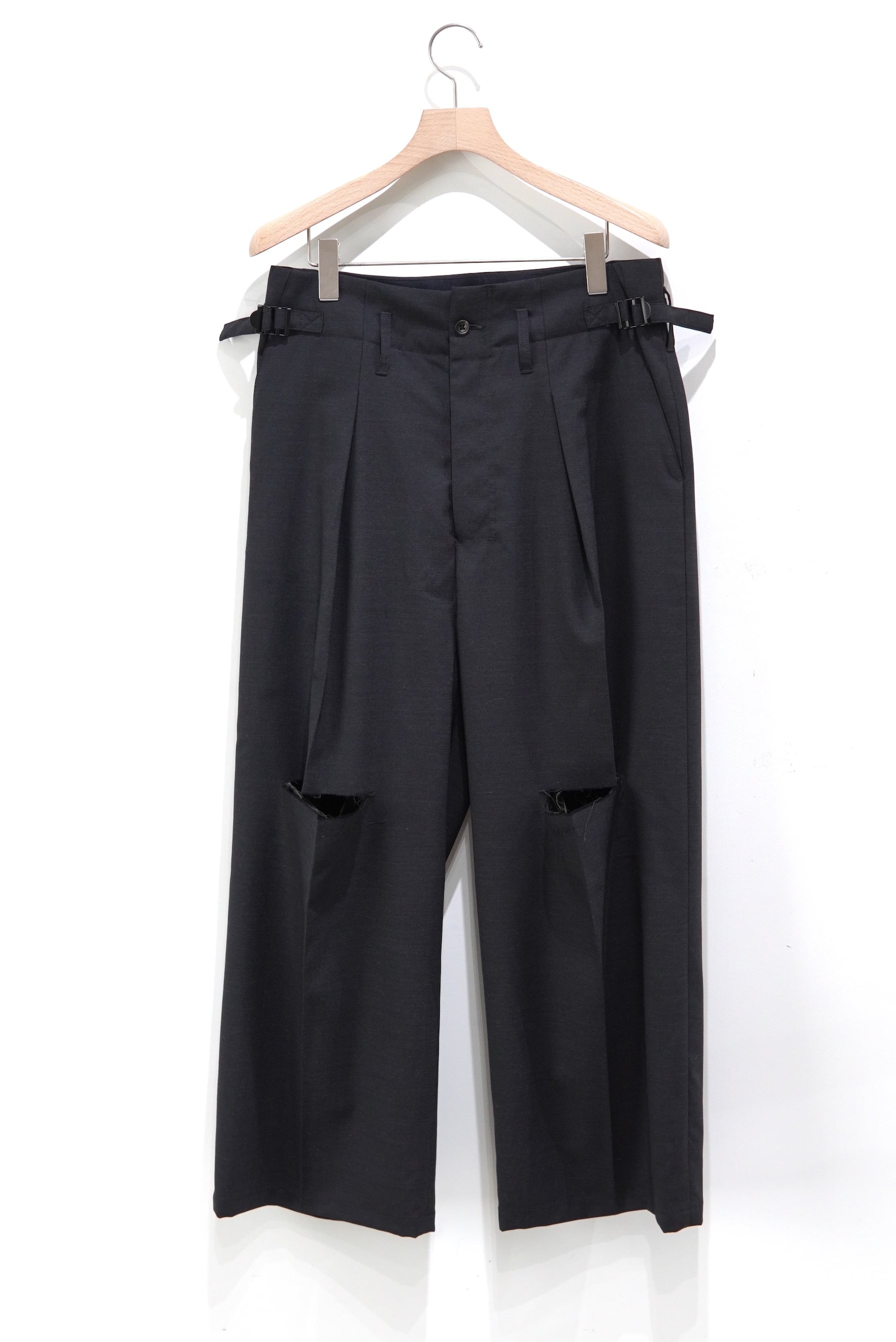 ANCELLM / WOOL DAMAGE WIDE SLACKS / ANC-PT39-C | POETRY