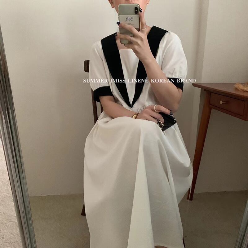 スリーブドレス サマールーズAラインロングスカート 夏物 ビッグFスモールZ韓国81871031880