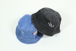 b"LA"zz 3D DENIM BUCKET HAT 24' [BLACK x SILVER]