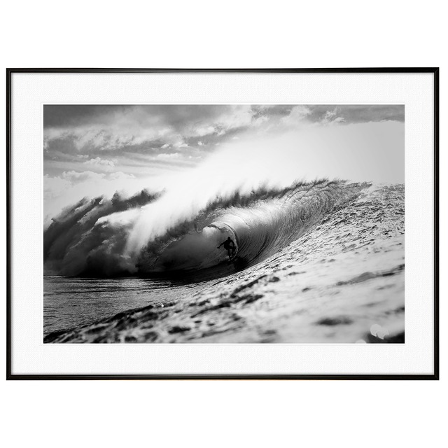 夏写真 サーフィン インテリア モノクロアートポスター額装 AS1962
