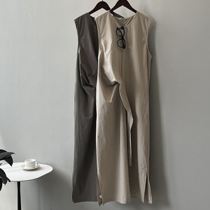 ノースリーブ ラップワンピース ロング丈 Vネック（2colors） A00295