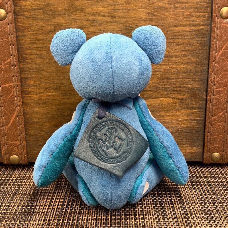 ピッグスウェードのベルベア★マイスターの手作り「ベルズベア」ライトブルー系ツートン　写真の1点販売です