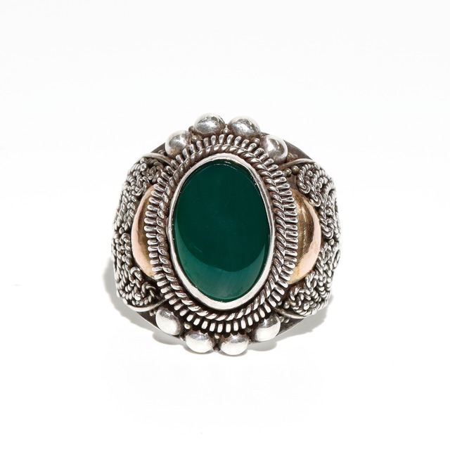 Green Agate SilverRing  #18 (used)