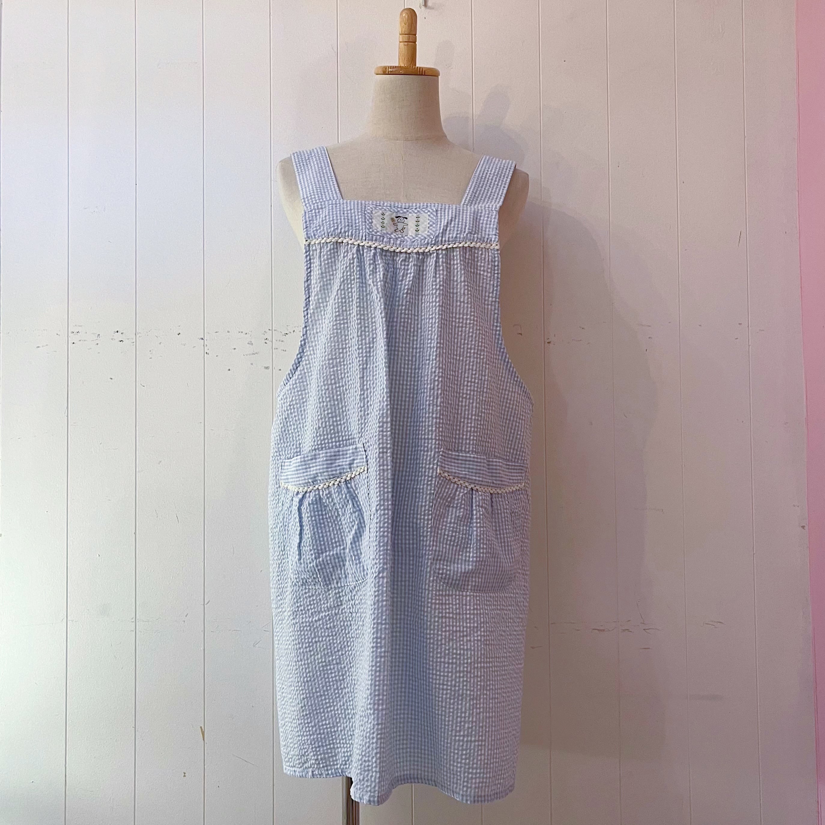 dog wappen gingham seersucker apron