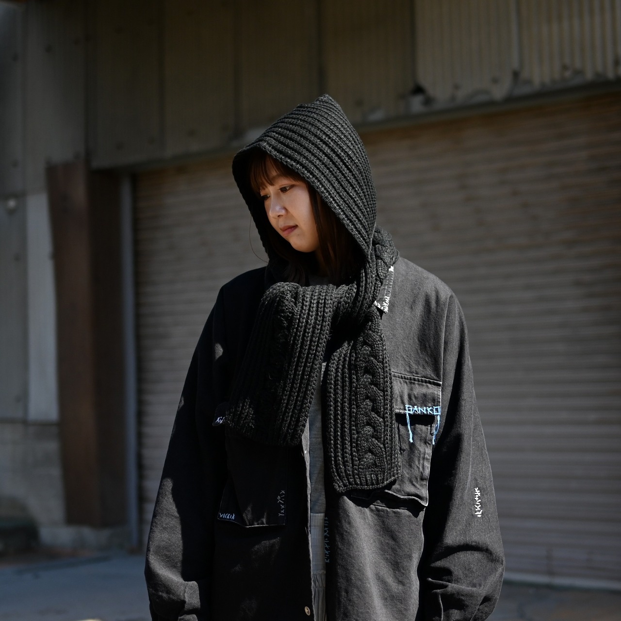 KUON / GANKO別注 Sashiko Kimono Sleeve Cutoff Denim shirt jacket レディースコーディネート