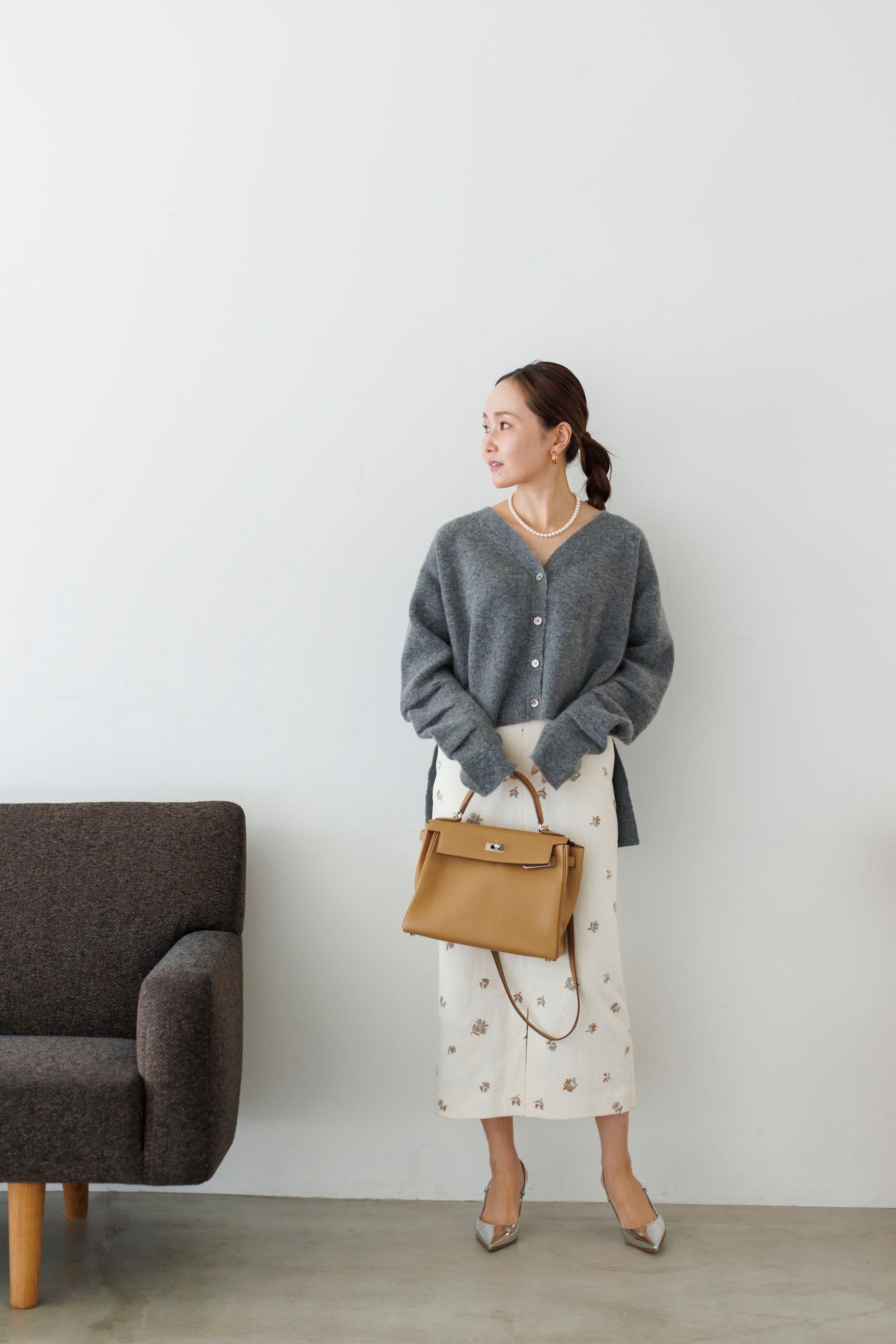 Original embroidery tweed skirt | Bluelea