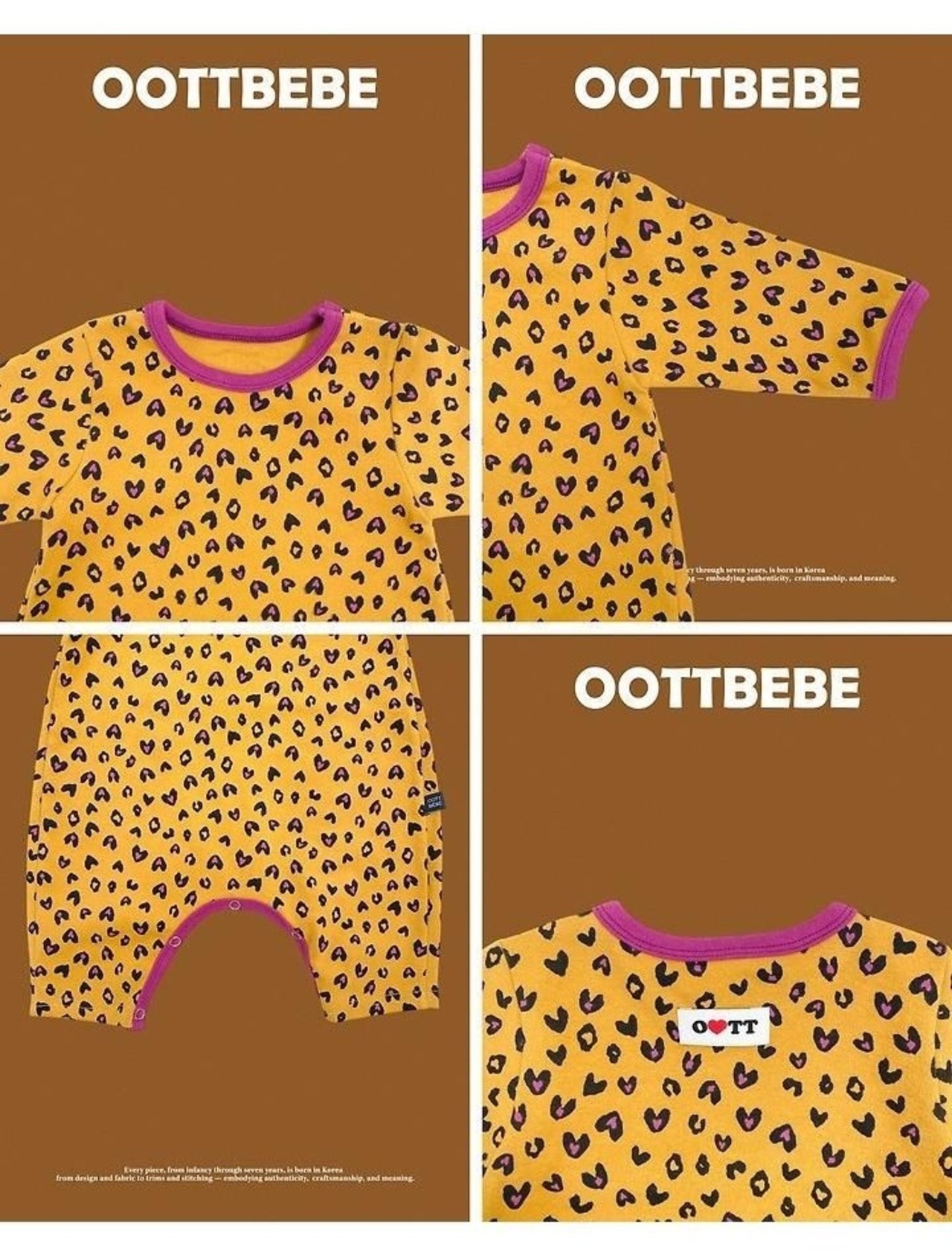 韓国子供服 / 26winter / oottbebe / ハートレオパードベビースーツ(ボンネットセット) / ベビー / 冬服 *S~M*