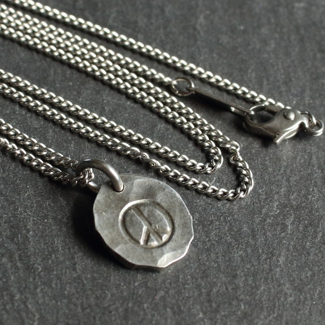 ◆錫 (スズ) × silver ネックレス【Stamp Tin Necklace #Peace】