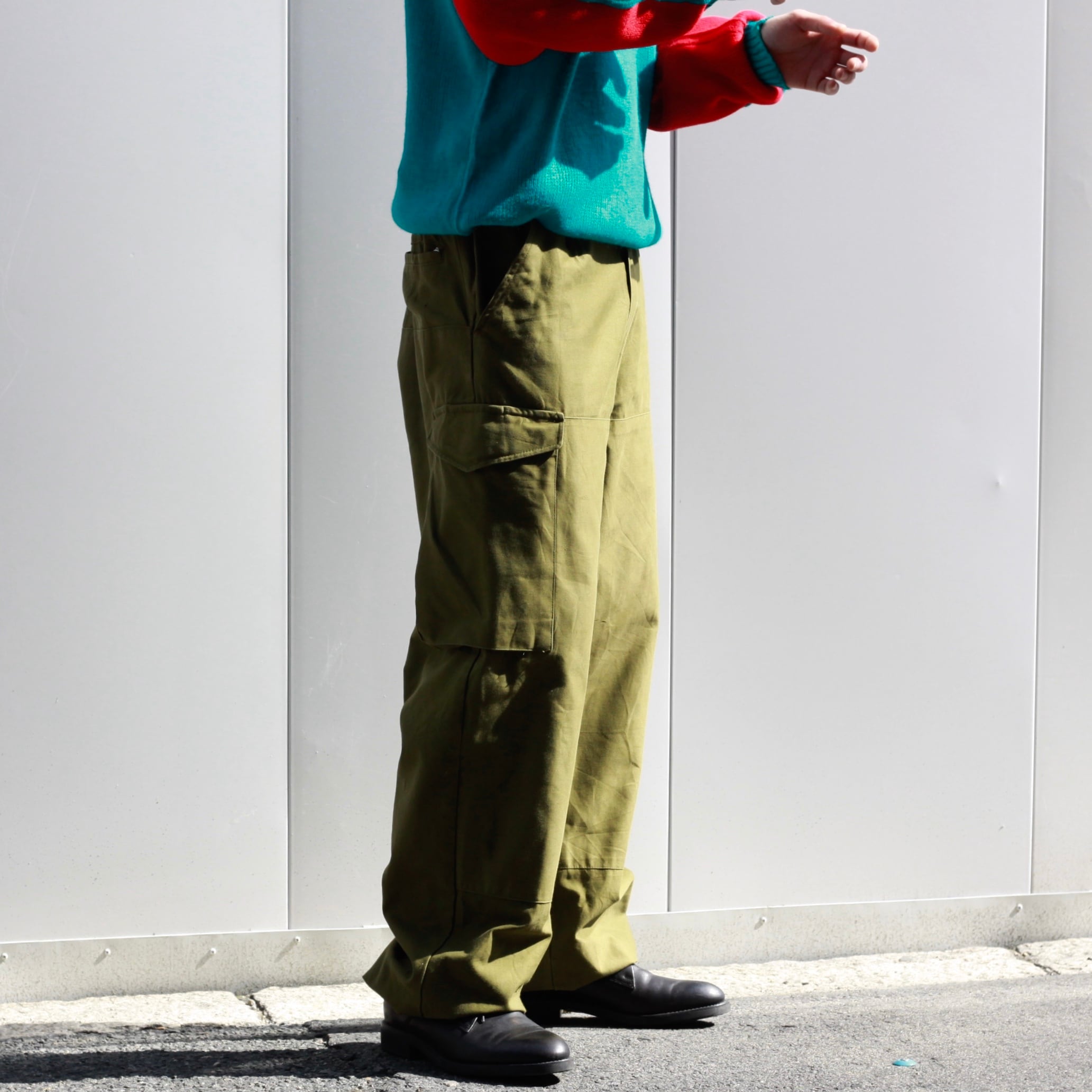 0412 / ~1980's Danish military? cotton cargo pants オリーブ カーゴ ...