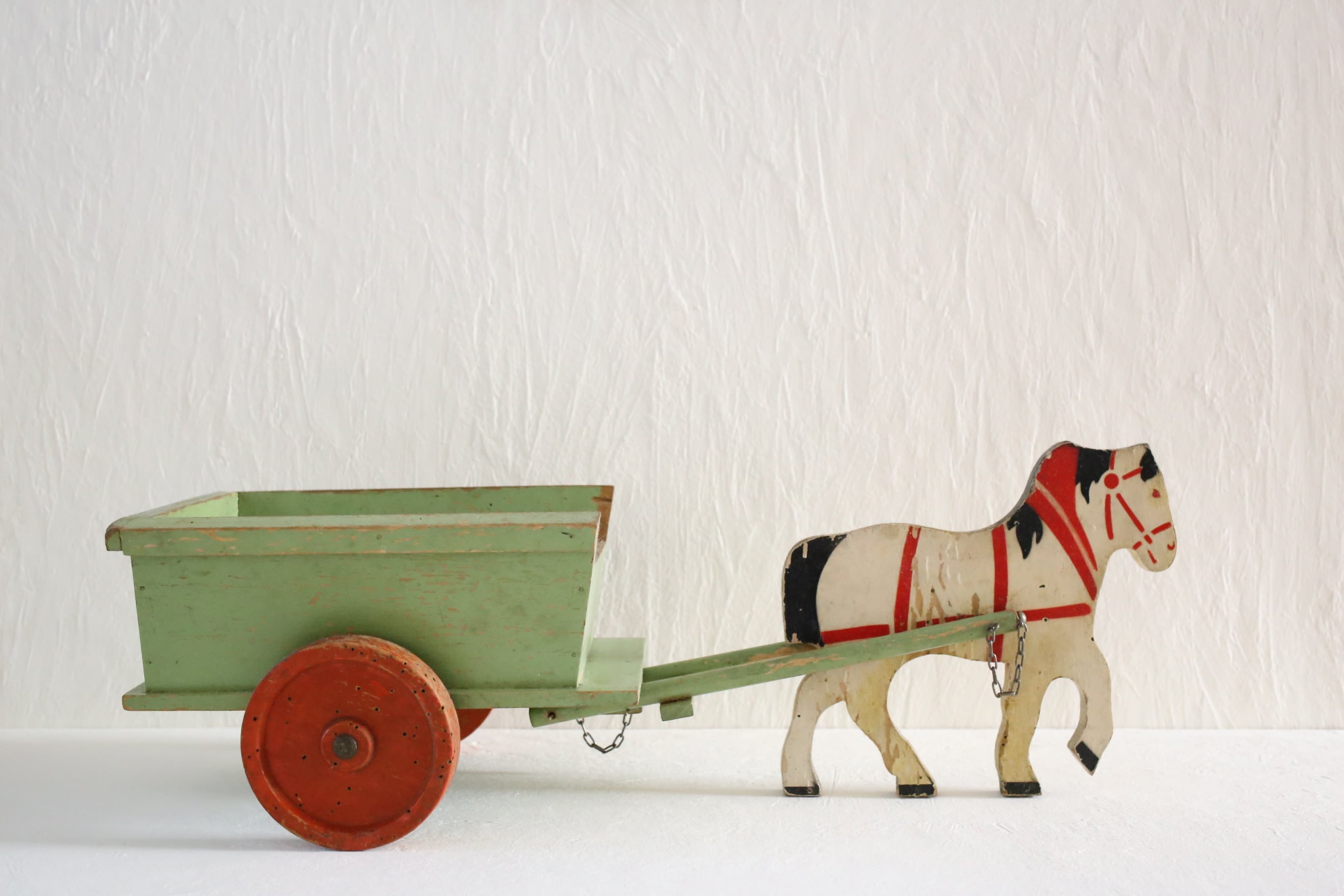 フランス アンティーク ヴィンテージ おもちゃ 大きめの木製の馬車 N-02045