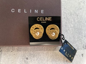 CELINE Wサークルロゴ パール イヤリング