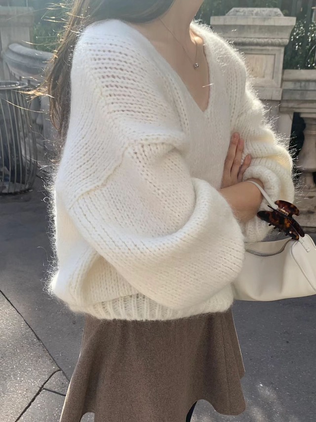 (予約) ounce / Rina mohair v knit 2color