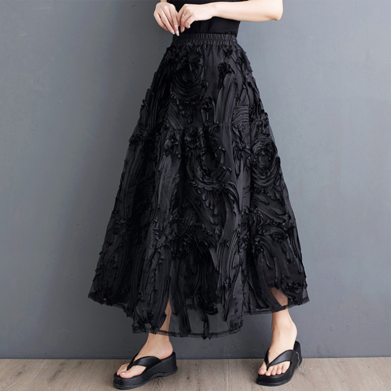 Aライン メッシュ ブラックスカート 00009