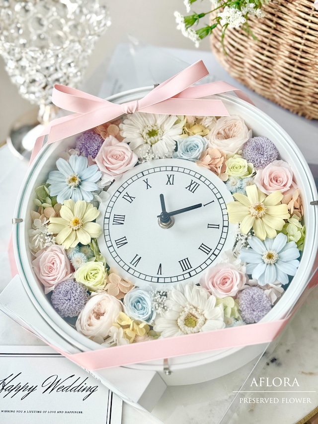 花時計 プリザーブドフラワー パステルカラー ジニア