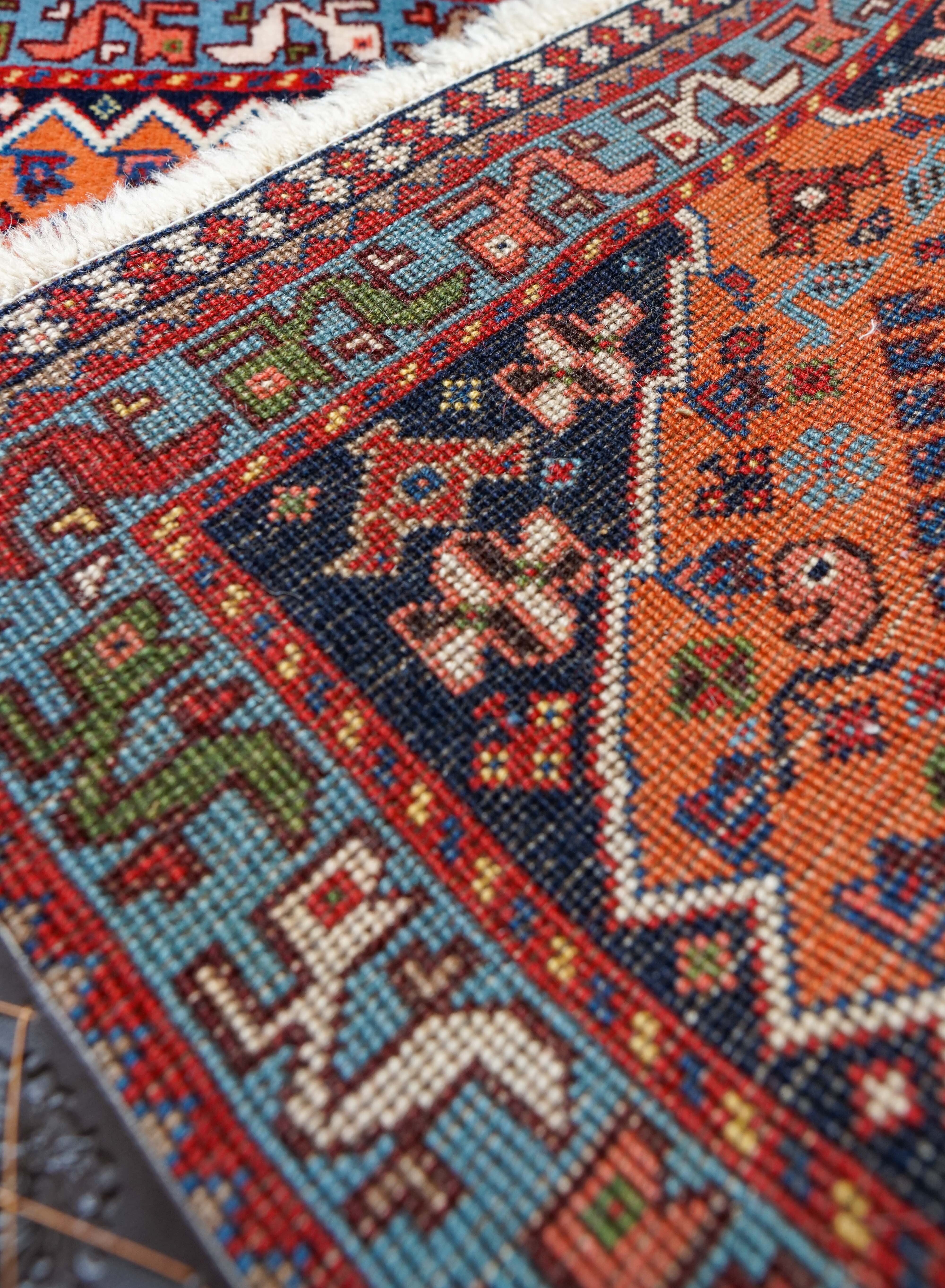ペルシャ絨毯 ヤラメ 88×61cm ペルシャ絨毯 ヤラメ族 オレンジ×ネイビー 88×61cm | Decorworks