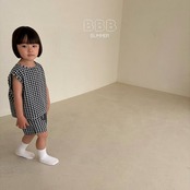 【取寄/韓国直送】BellaBamBina 26/SM ソボル上下セット（チェック）｜夏服｜韓国子供服