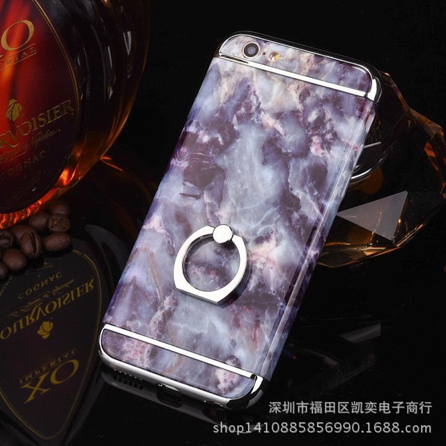 【パープル】iphone用 高級感バンカーリング付 カバーケースN244-3