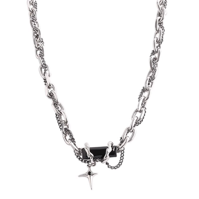 メタルチェーンネックレス スターチャーム付き 1color MZA0031